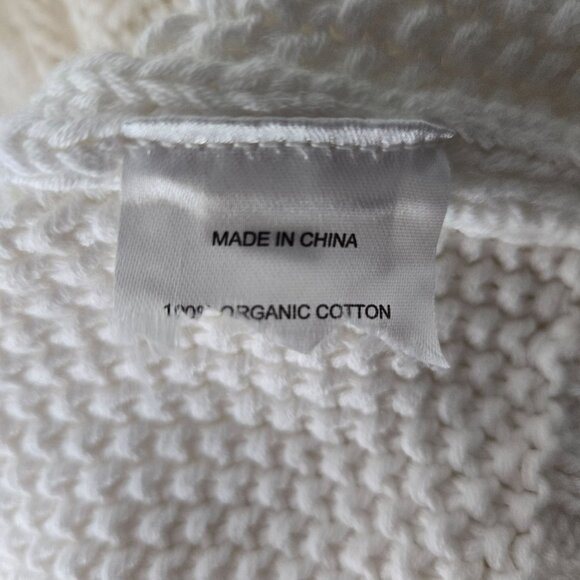 Quince Cardigan Sweater M White Organic Cotton Chunky Cable Knit Button Front - Picture 9 of 12
